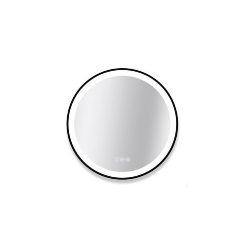Miroir LED Rond Avec Cadre Alu Noir Aureya