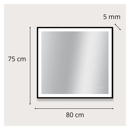 Miroir LED Rectangulaire Avec Cadre Alu Noir Veluna