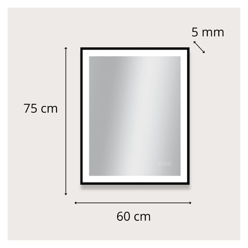 Miroir LED Rectangulaire Avec Cadre Alu Noir Veluna