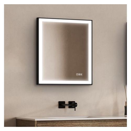 Miroir LED Rectangulaire Avec Cadre Alu Noir Veluna