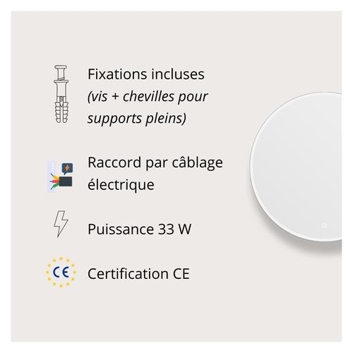Miroir LED Rond Avec Cadre Rétroéclairé Oraya