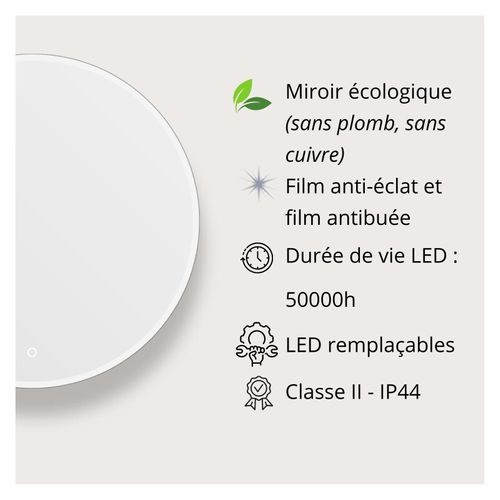 Miroir LED Rond Avec Cadre Rétroéclairé Oraya