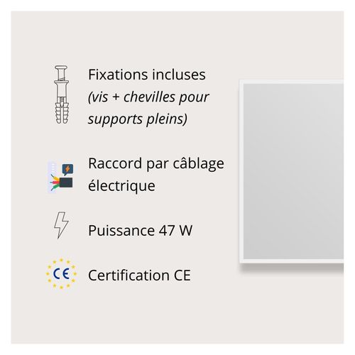 Miroir LED Rectangulaire Cadre Rétro-éclairé Eclips