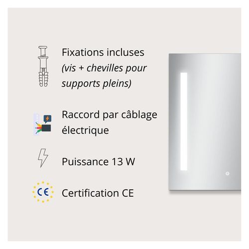 Miroir LED Rectangulaire Éclairage Latéral Lumena