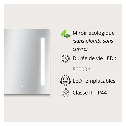 Miroir LED Rectangulaire Éclairage Latéral Lumena