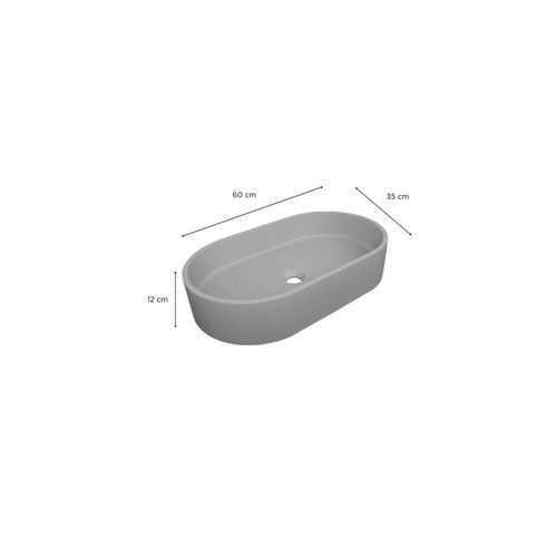 Vasque à Poser Ovale En Béton Lisse Alan 60x35cm + Bonde