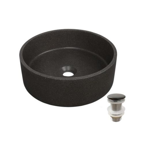 Vasque à Poser Ronde En Grès Sandy + Bonde James