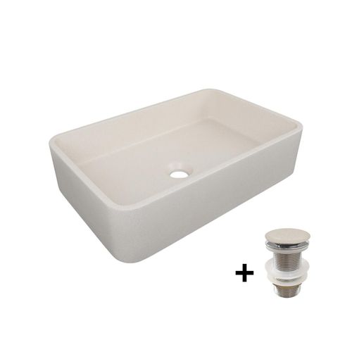 Vasque à Poser Rectangulaire Sandy 50x32,5cm + Bonde