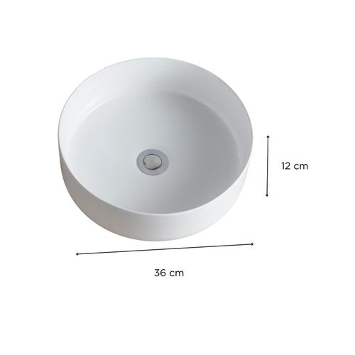Vasque à Poser Ronde 36x36cm Diego + Robinet + Bonde