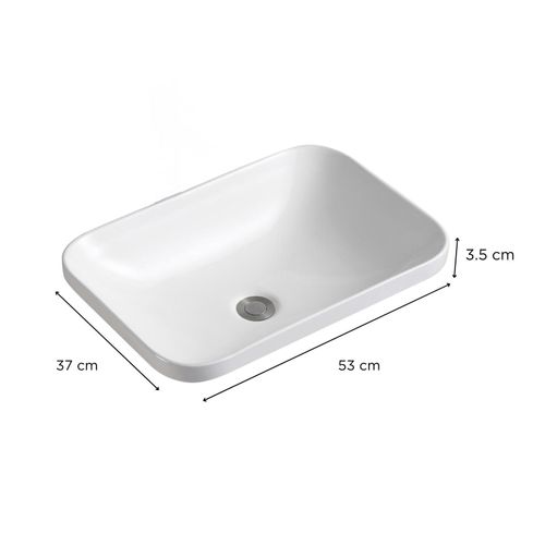 Vasque à Encastrer Rectangulaire 53x37cm Palma + Robinet + Bonde