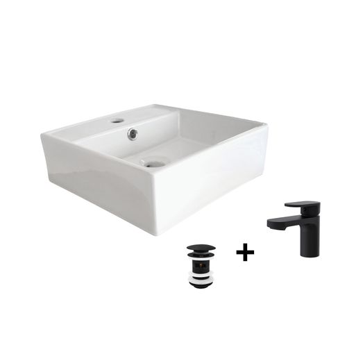 Vasque à Poser Carrée Nino + Robinet + Bonde