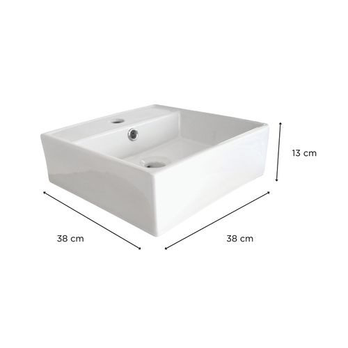 Vasque à Poser Carrée 38x38cm + Robinet + Bonde Nino