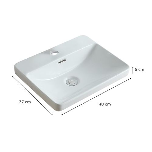 Vasque à Encastrer Rectangulaire Lea 48x37 + Robinet + Bonde