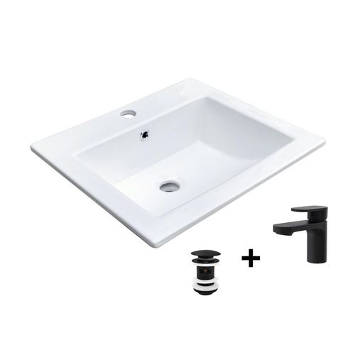 Vasque à Encastrer Rectangulaire Lina 50x43cm + Robinet + Bonde