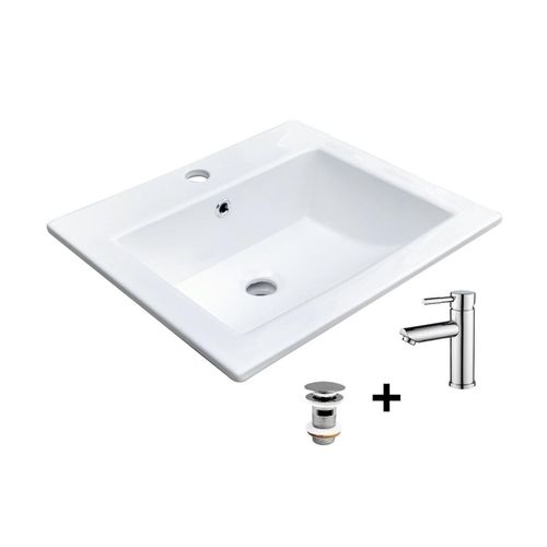 Vasque à Encastrer Rectangulaire Lina 50x43cm + Robinet + Bonde