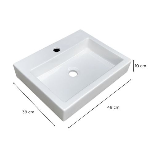 Vasque à Poser Rectangulaire 48x38cm Padi + Robinet + Bonde