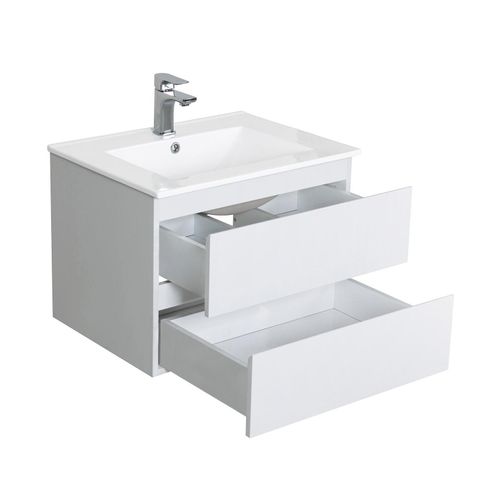 Ensemble Meuble Simple Vasque Sorrento 60 Cm + Robinet + Miroir