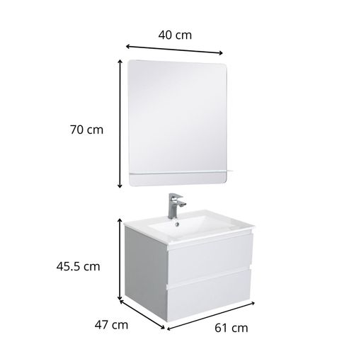 Ensemble Meuble Simple Vasque Sorrento 60 Cm + Robinet + Miroir