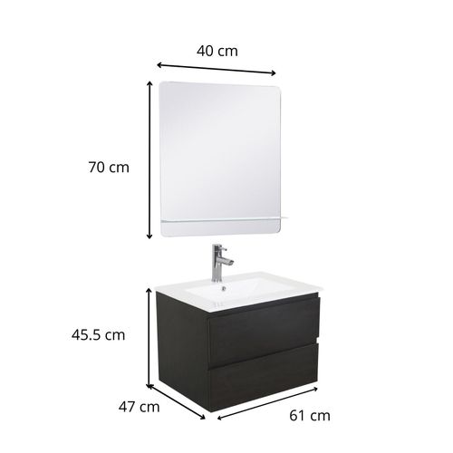 Ensemble Meuble Simple Vasque Sorrento 60 Cm + Robinet + Miroir