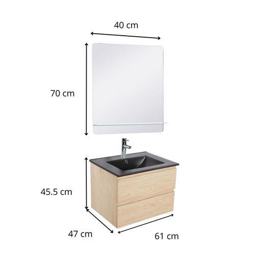 Ensemble Meuble Simple Vasque Sorrento 60 Cm + Robinet + Miroir