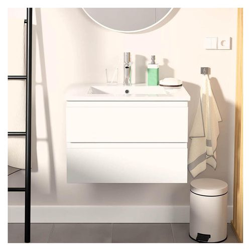 Ensemble Simple Vasque Sorrento 60cm Avec Plan Céramique Et Robinet Chromé