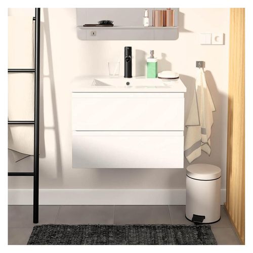 Ensemble Simple Vasque Sorrento 60cm Avec Plan Céramique Et Robinet Noir