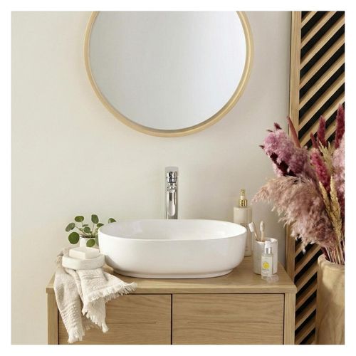 Vasque à Poser Albi Ovale En Céramique Blanche 37x50,5cm