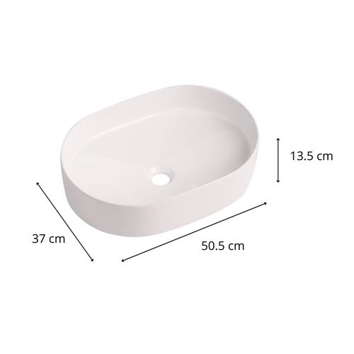 Vasque à Poser Albi Ovale En Céramique Blanche 37x50,5cm