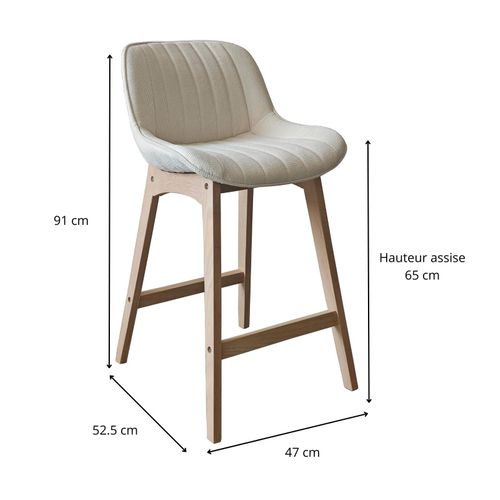 Lot De Chaises Norden De Bar En Chêne Et Tissu Velours Côtelé H65cm