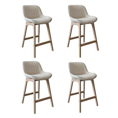 Lot De Chaises Norden De Bar En Chêne Et Tissu Velours Côtelé H65cm