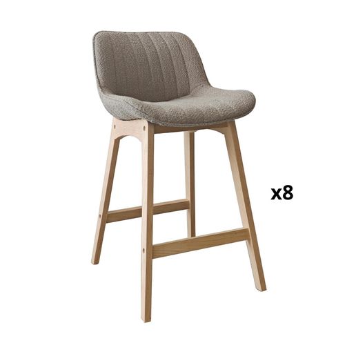 Lot De Chaises Milk D'îlot Et Bar En Chêne Et Assise Tissu Bouclette 65cm