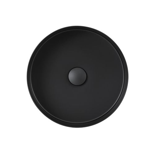 Vasque à Poser Ronde Noire En Inox 36 Cm Avec Sa Bonde Assortie