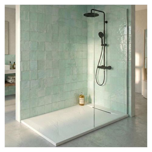 Receveur De Douche Ona Aspect Pierre Extra-plat Blanc