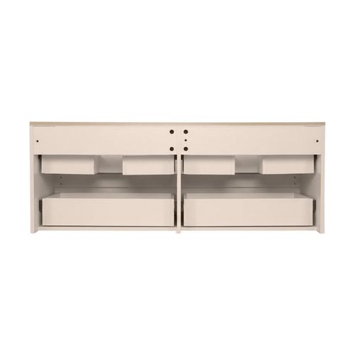 Meuble Double Vasque 120cm Avec Plan Bois Sorrento Blanc+vasque+robinet+miroir