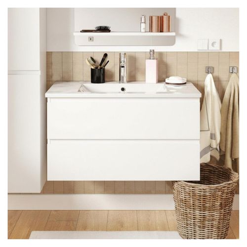 Meuble Simple Vasque 80cm Décor Chêne Sorrento Décor Chêne+vasque+rob. Chromé