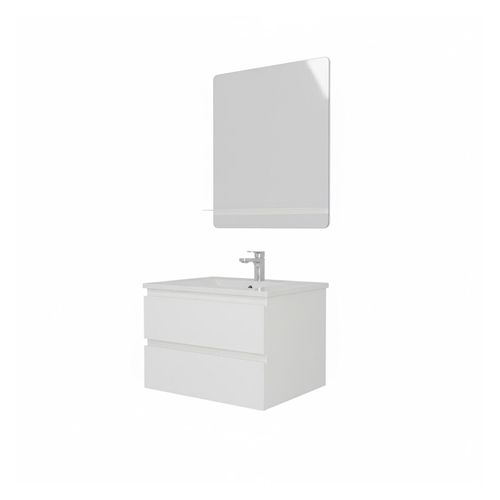 Ensemble Meuble Simple Vasque Sorrento 60 Cm + Robinet + Miroir