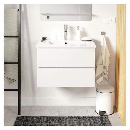 Ensemble Simple Vasque Sorrento 60cm Avec Plan Céramique Et Robinet Chromé