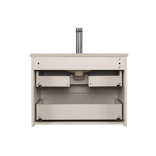 Ensemble Simple Vasque Sorrento 60cm Avec Plan Céramique Et Robinet Noir