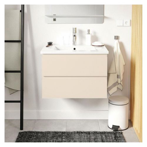 Ensemble Simple Vasque Sorrento 60cm Avec Plan Céramique Et Robinet Chromé