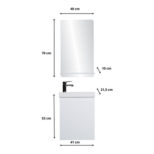 Meuble Lave-mains Lisa + Miroir Tablette
