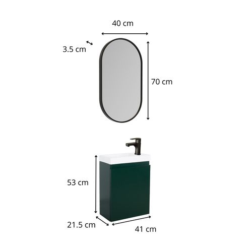 Meuble Lave-mains Lisa + Miroir Ovale