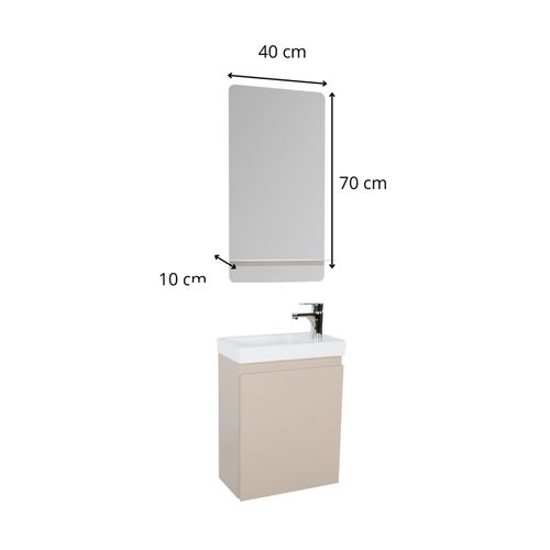 Meuble Lave-mains Lisa + Robinet Chromé + Miroir Rectangulaire