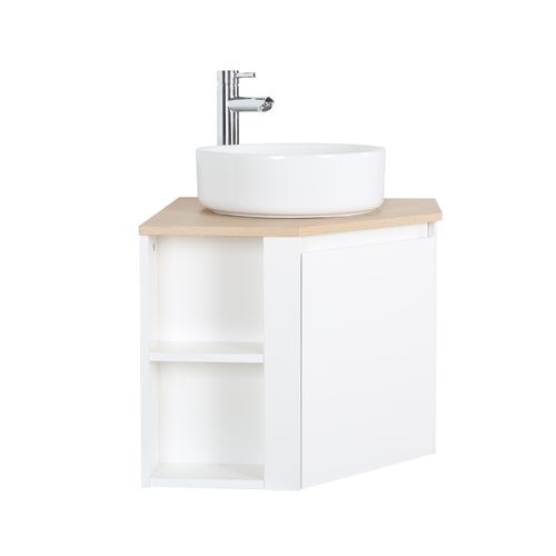 Meuble Sous Vasque D'angle Sorrento Avec Vasque Blanche Et Robinet