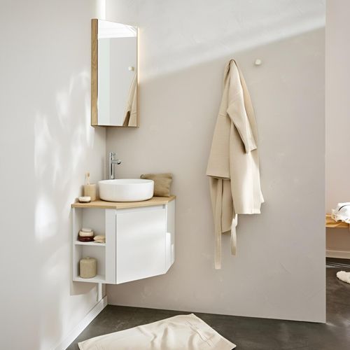 Meuble Sous Vasque D'angle Sorrento Avec Vasque Blanche Et Robinet
