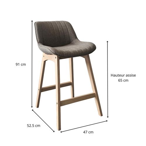 Lot De Chaises Mellow D'îlot Et Bar En Chêne Et Assise Tissu 65cm