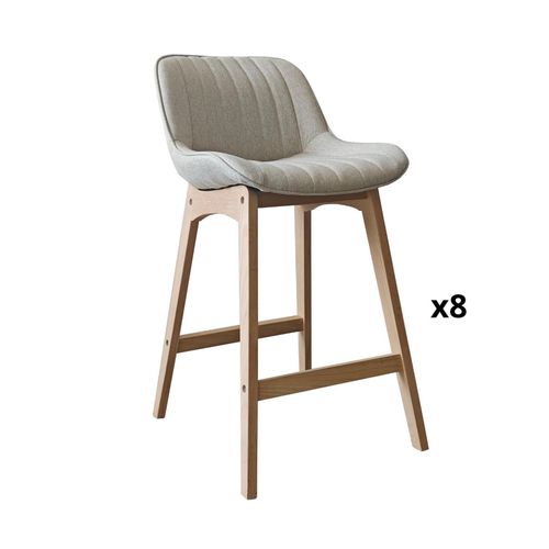 Lot De Chaises Mellow D'îlot Et Bar En Chêne Et Assise Tissu 65cm