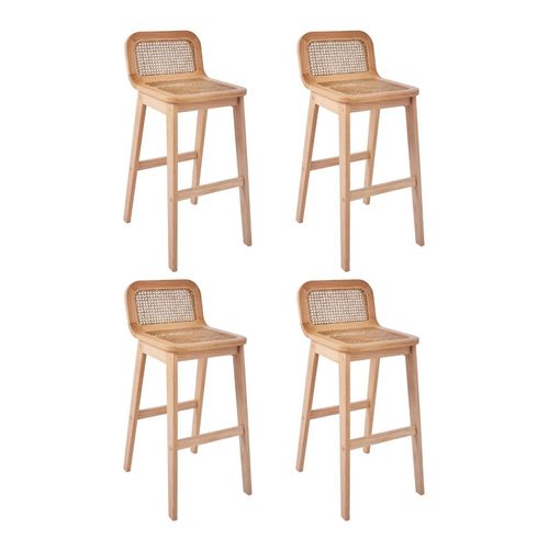 Lot De Chaises Sana D'îlot Et Bar En Chêne Et Assise Cannage 65cm