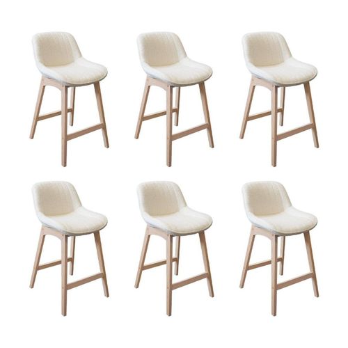 Lot De Chaises Milk D'îlot Et Bar En Chêne Et Assise Tissu Bouclette 65cm