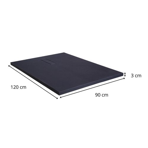 Receveur De Douche Soma Aspect Pierre Extra-plat Gris Anthracite - Bonde Incluse