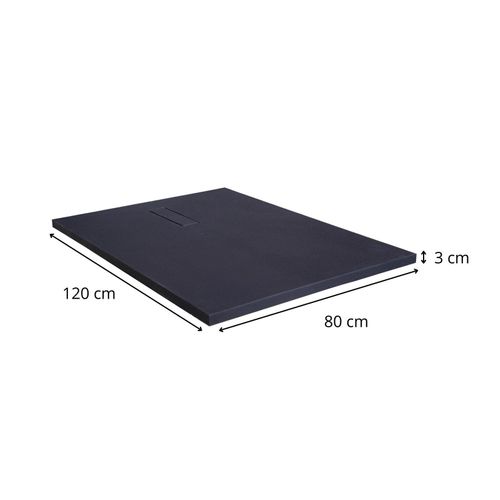 Receveur De Douche Soma Aspect Pierre Extra-plat Gris Anthracite - Bonde Incluse